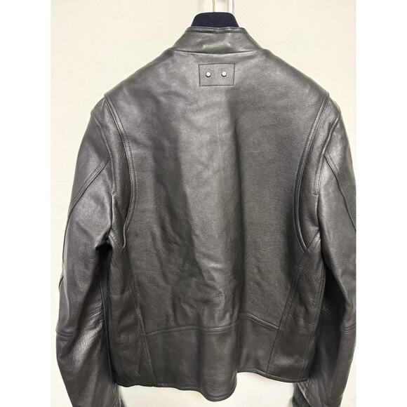 Alexander Wang Jacket Mens Medium Black Leather Asymmetric Knit Cuffs 603417F11 - Picture 6 of 16